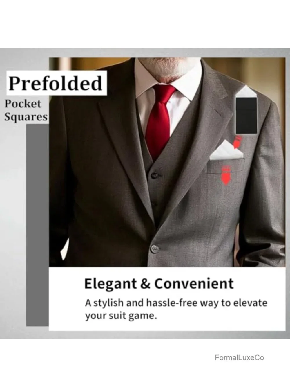 Prefolded Pocket Square Satin Polyester Suit Accessory Mens